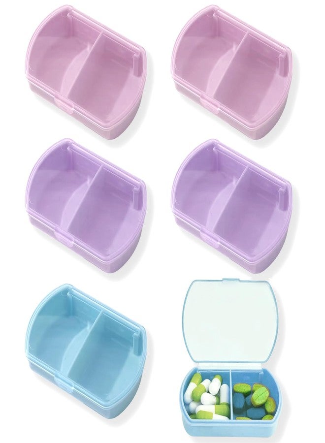 INVODA 6PCS Small Pill Case Travel Pill Box Cute Pill Organizer for Purse Portable Daily Medicine Organizer 2 Compartment Pill Holder for Vitamins, Fish Oil, Supplements - Image 1